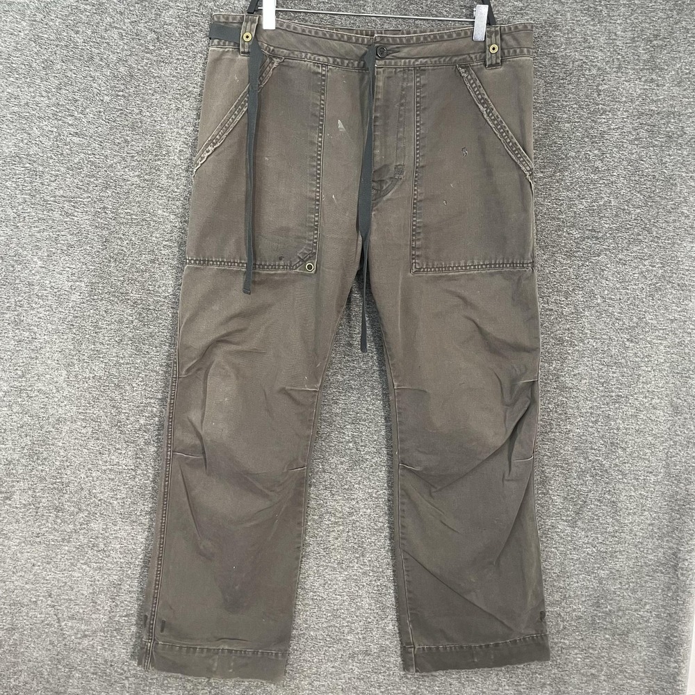 Diesel Pants Mens 32x32 Brown Workwear Chino Adjustable Waist Distressed Repairs